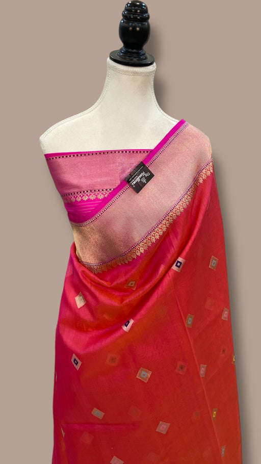 Pure Kora Handloom Banarasi All Over Kadua Motifs Saree - The Handlooms