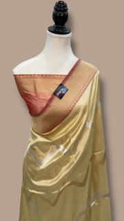 Pure Katan Silk Banarasi Handloom Saree - All over sona roopa Kadua stripe - The Handlooms