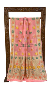 Pure Khaddi Georgette Handloom Banarasi Saree - All over Jaal Work With Meenakari - The Handlooms