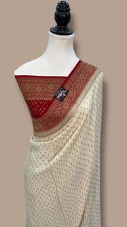 Pure Khaddi Crepe Georgette Handloom Banarasi Saree - The Handlooms