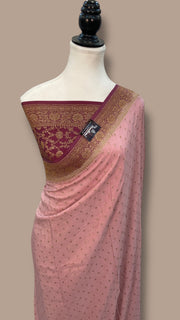 Pure Khaddi Crepe Georgette Handloom Banarasi Saree - The Handlooms