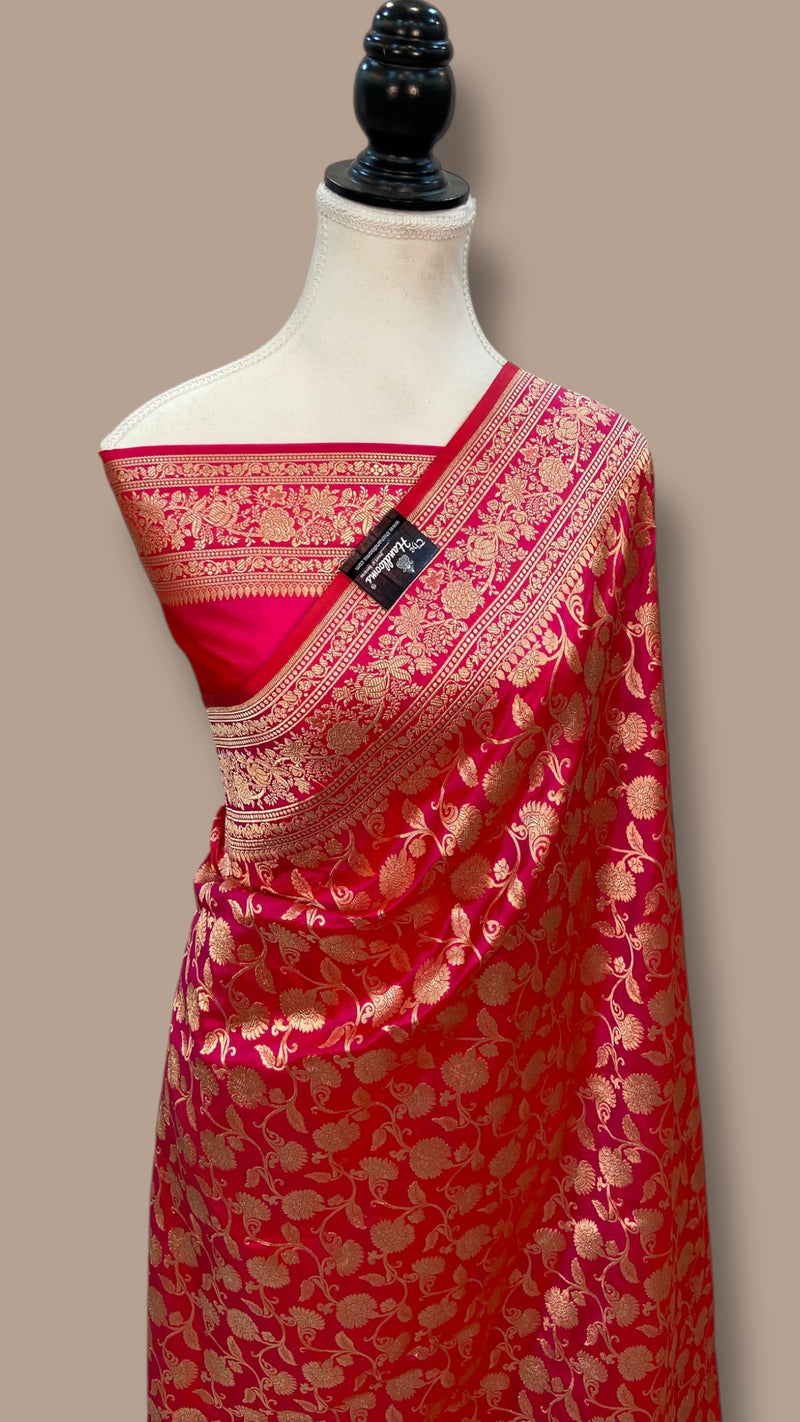 Pure Katan Silk Banarasi Handloom Saree - All over Jaal work - The Handlooms