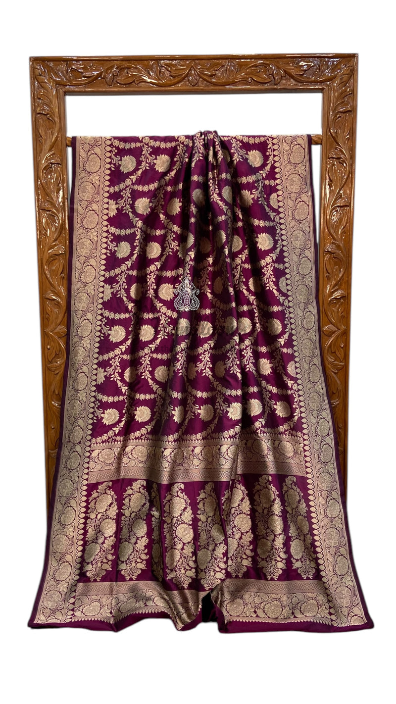 Pure Katan Silk Banarasi Handloom Saree - All over Jaal work - The Handlooms