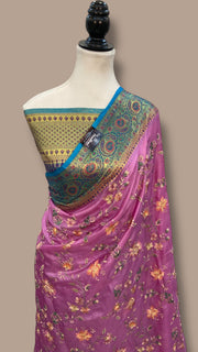 Tussar Silk Handloom Banarasi Saree With Chikankari - The Handlooms