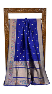Pure Katan Silk Banarasi Handloom Saree - All over Sona Roopa Kadua motifs - The Handlooms