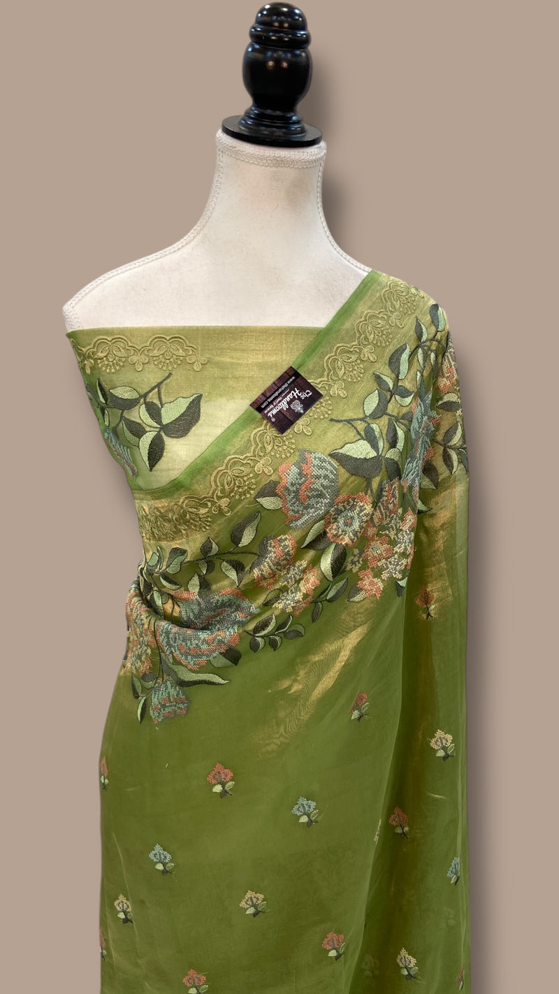 Pure Tissue Handloom Banarasi Saree With Chikankari - The Handlooms