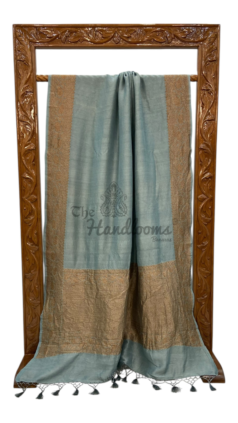 Tussar Georgette Handloom Banarasi Saree - Antique Zari - The Handlooms