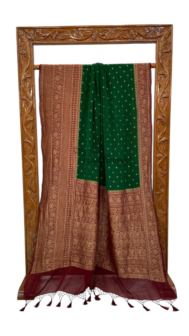 Khaddi Georgette Handloom Banarasi Saree - The Handlooms