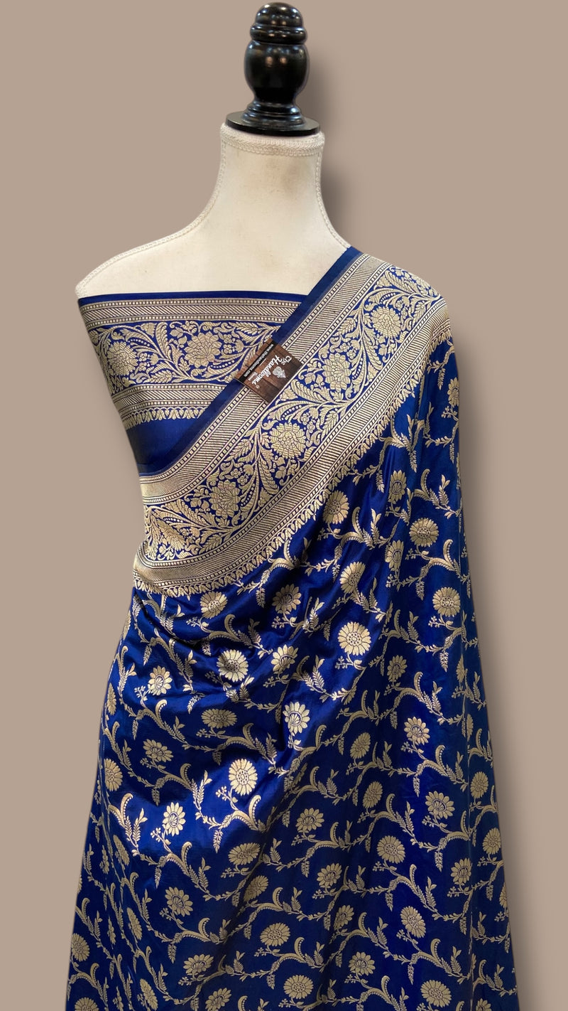 Pure Katan Silk Banarasi Handloom Saree - All Over Jaal Work - The Handlooms