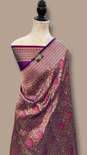 Regal Pure Katan Silk Banarasi Saree – Handwoven Tanchui Brocade - The Handlooms