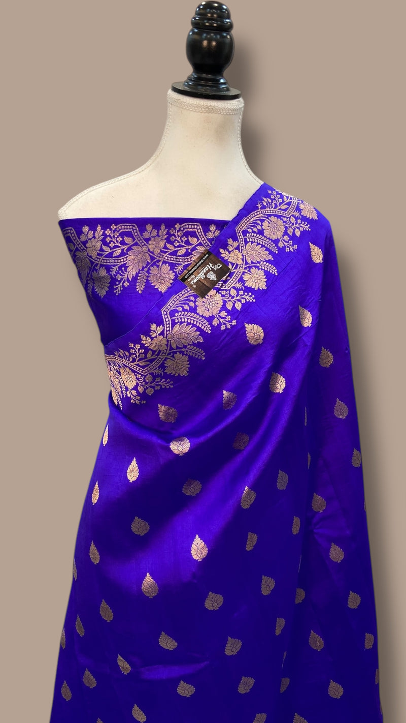 Pure Katan Silk Banarasi Handloom Saree - All over Kadua motifs - The Handlooms