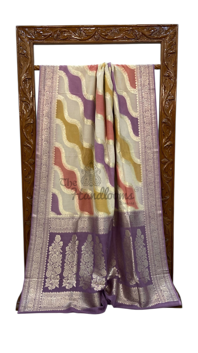 Moonga Georgette Handloom Banarasi Saree - Rangkat - The Handlooms