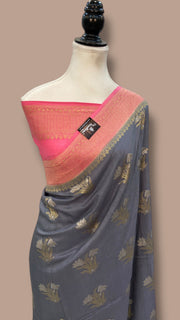 Moonga Georgette Handloom Banarasi Saree - The Handlooms