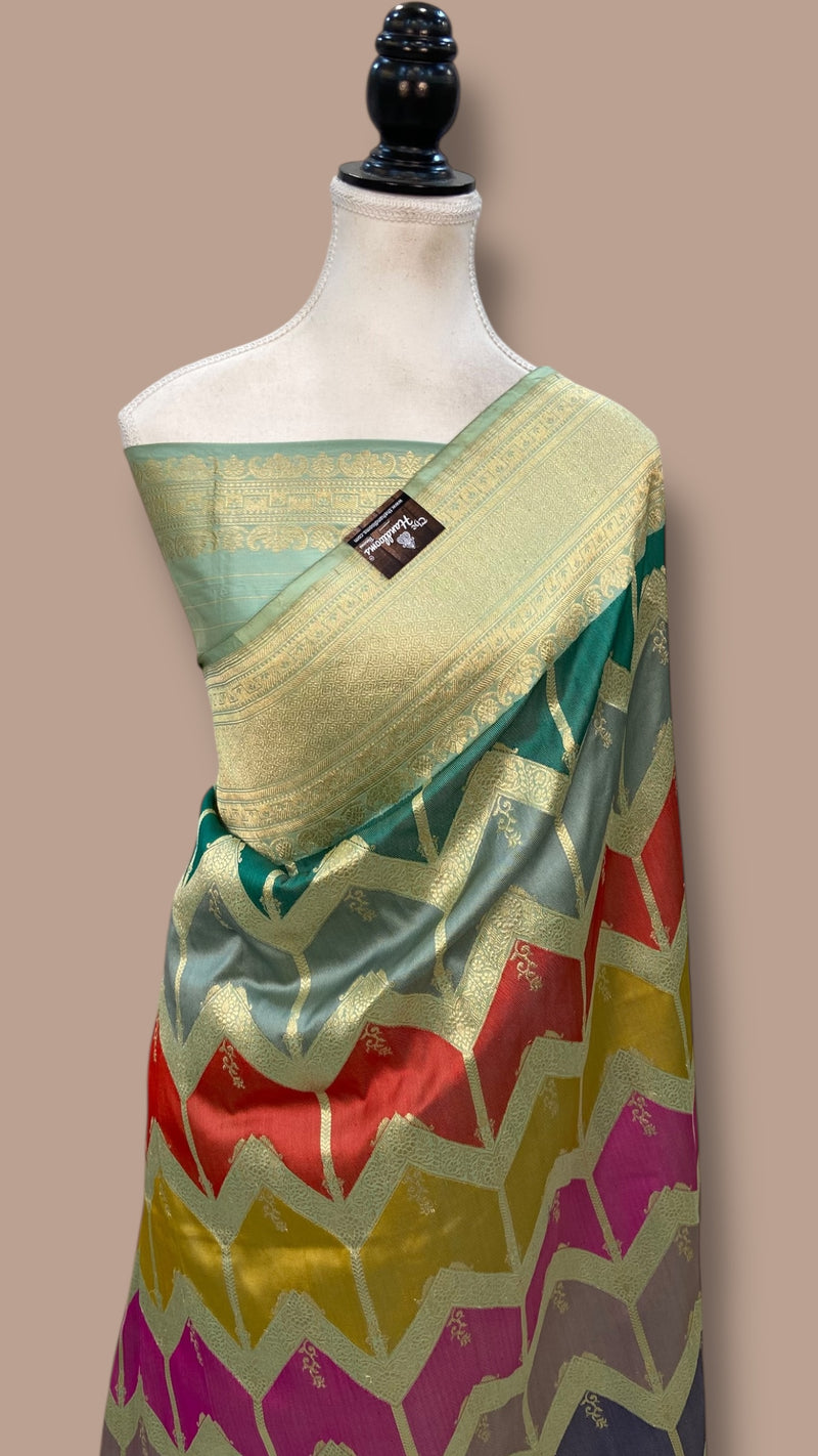 Ektara Pure Katan Silk Banarasi Handloom Saree - All over kadiyal Jaal work - The Handlooms