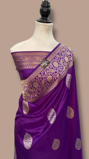 Pure Katan Silk Banarasi Handloom Saree - All Over Sona Roopa Kadua Boota - The Handlooms