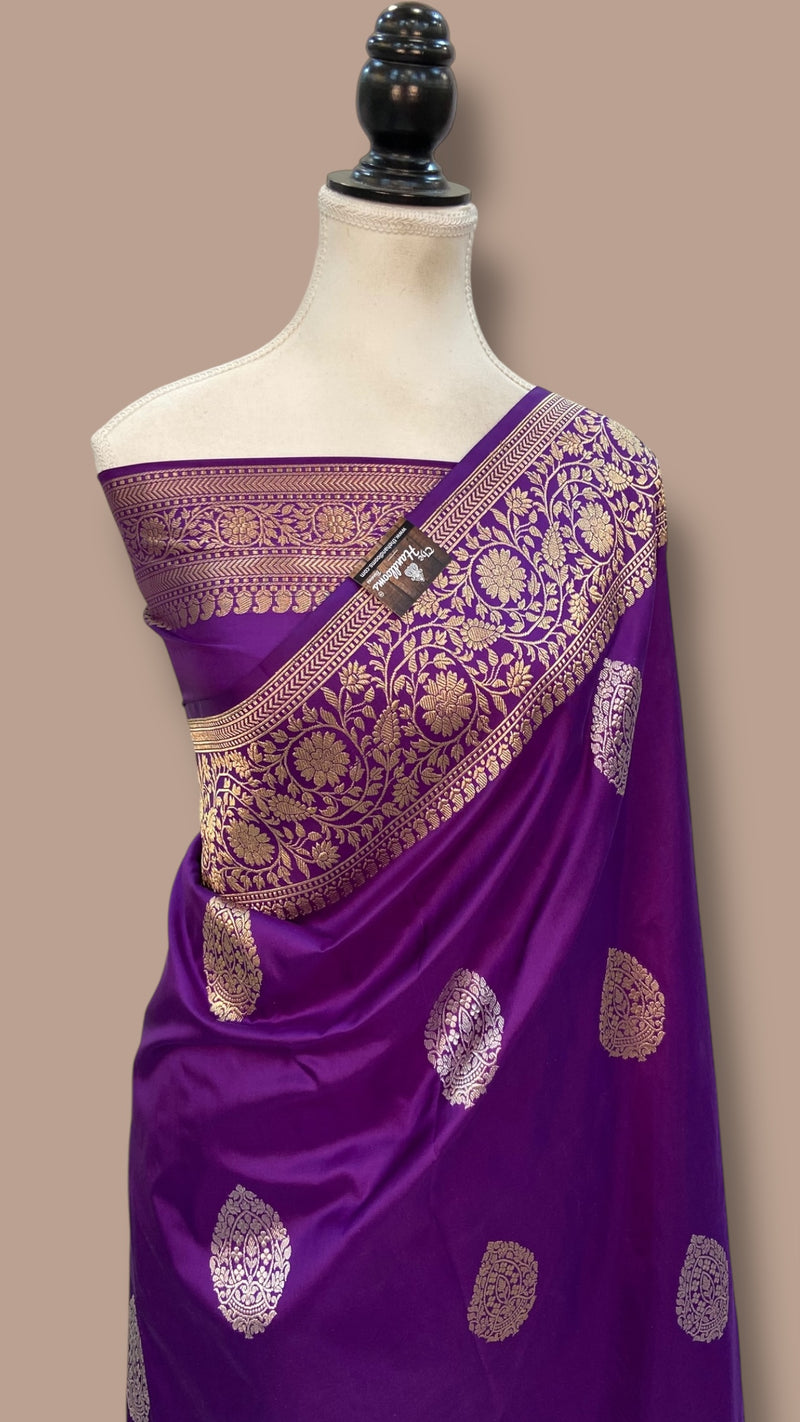 Pure Katan Silk Banarasi Handloom Saree - All Over Sona Roopa Kadua Boota - The Handlooms
