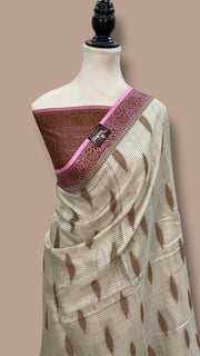 Pure Tussar Silk Handloom Banarasi Saree - The Handlooms