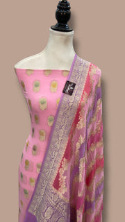 Khaddi Georgette Banarasi Dress material Water Zari - The Handlooms