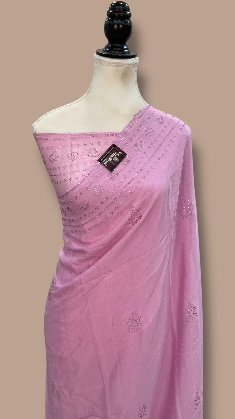 Pure Georgette Handloom Banarasi Saree with Siroski Stone Work - The Handlooms