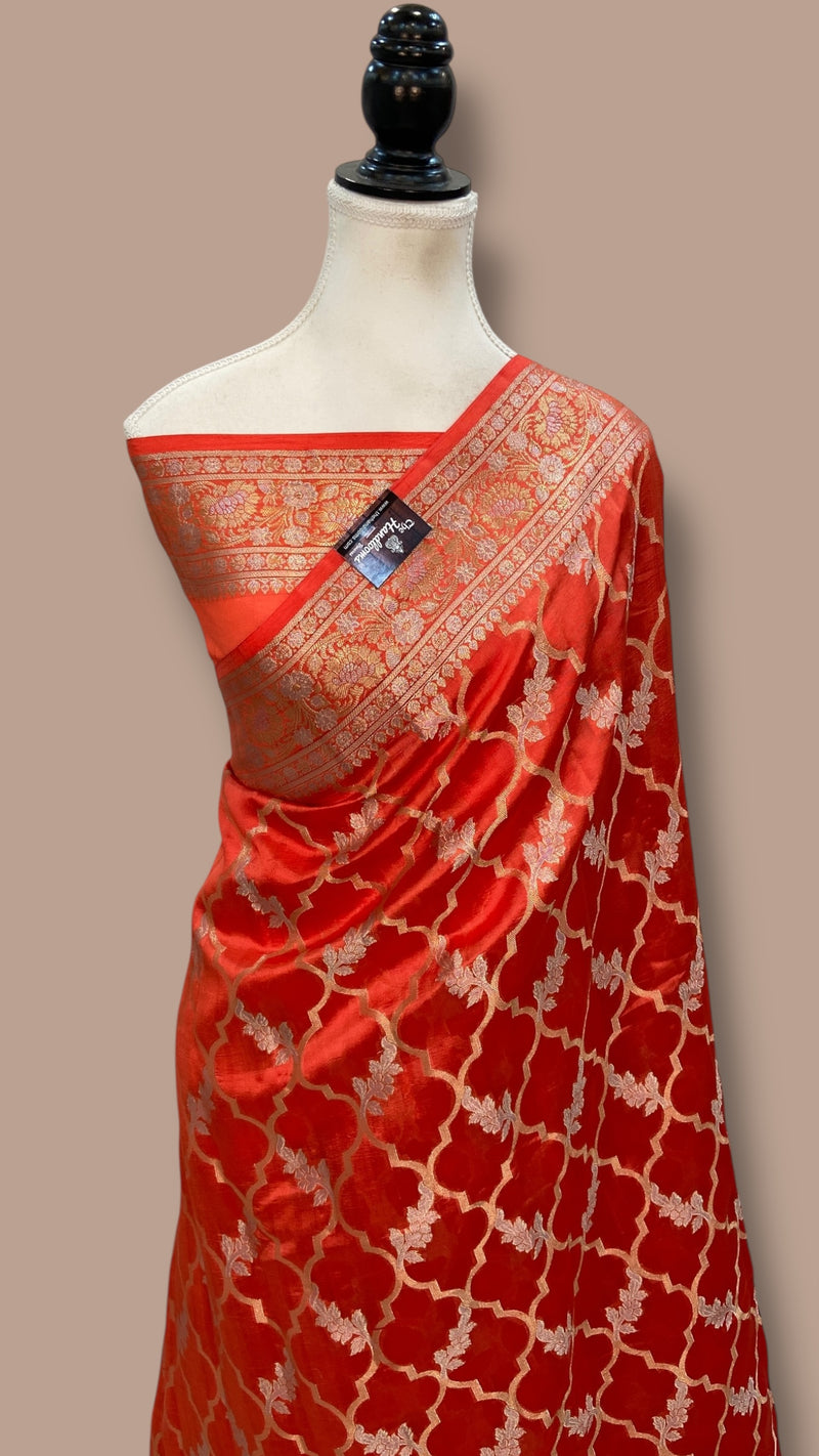 Pure Dupion Silk Banarasi Saree - Gold Zari - The Handlooms