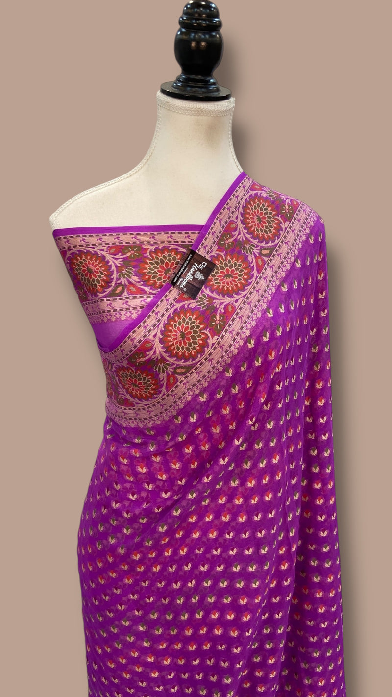 Pure Chiffon Khaddi Banarasi Saree - The Handlooms