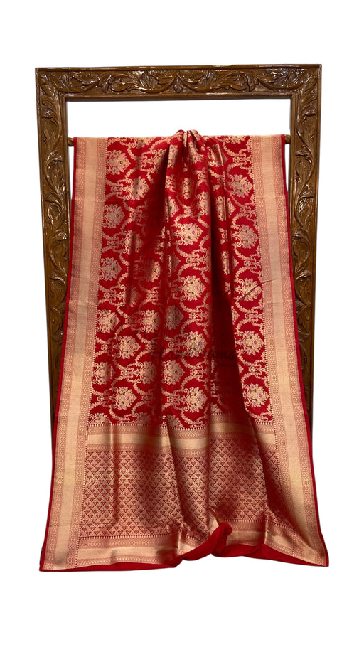 Pure Katan Silk Banarasi Handloom Saree - All over Jaal work With Meenakari - The Handlooms
