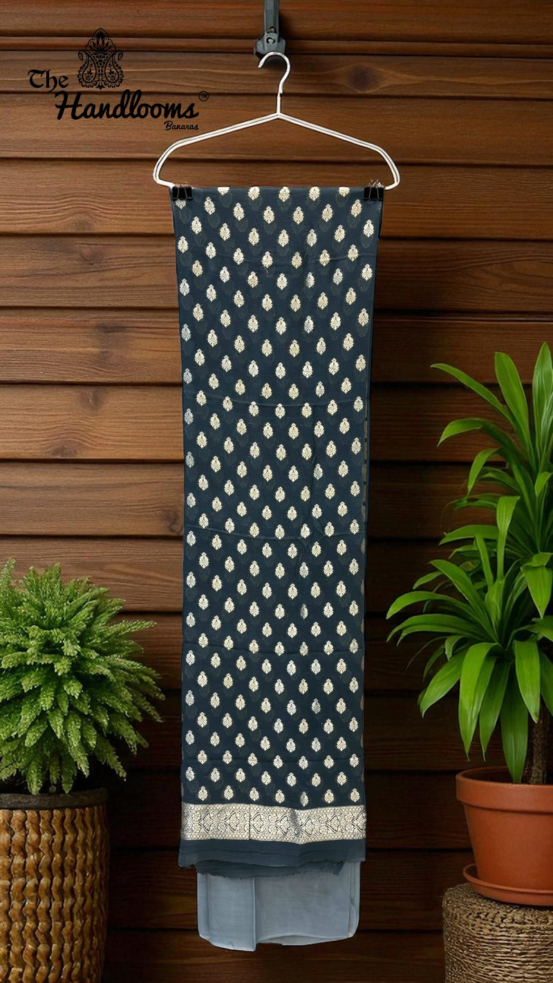 Khaddi Georgette Handloom Banarasi Dress Material - The Handlooms