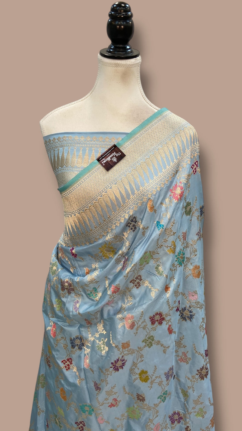 Ektara Pure Katan Silk Banarasi Handloom Saree - All Over Kadiyal Jaal Work - The Handlooms