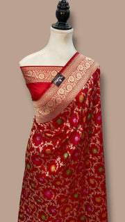 Pure Katan Silk Banarasi Handloom Saree - All over Jaal Work With Meenakari - The Handlooms