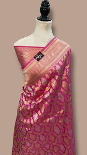 Pure Katan Silk Banarasi Handloom Saree - All Over Sona Roopa Jaal Work - The Handlooms