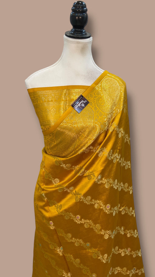 Pure Mango Silk Banarasi Handlokom Saree - The Handlooms