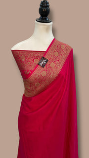 Pure Khaddi Crepe Georgette Handloom Banarasi Saree - The Handlooms