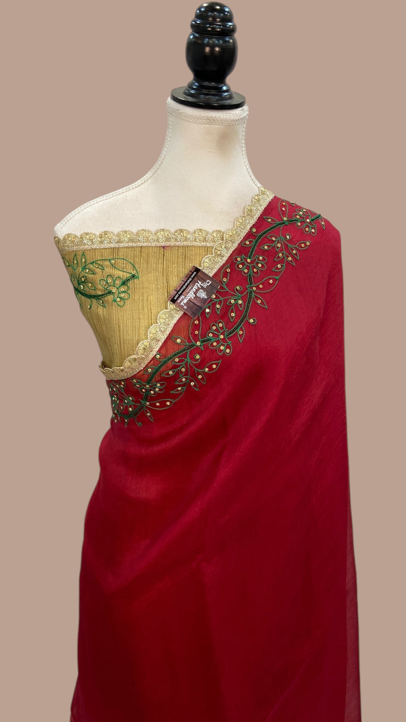 Pure Organza Handloom Banarasi Saree - Handwork - The Handlooms