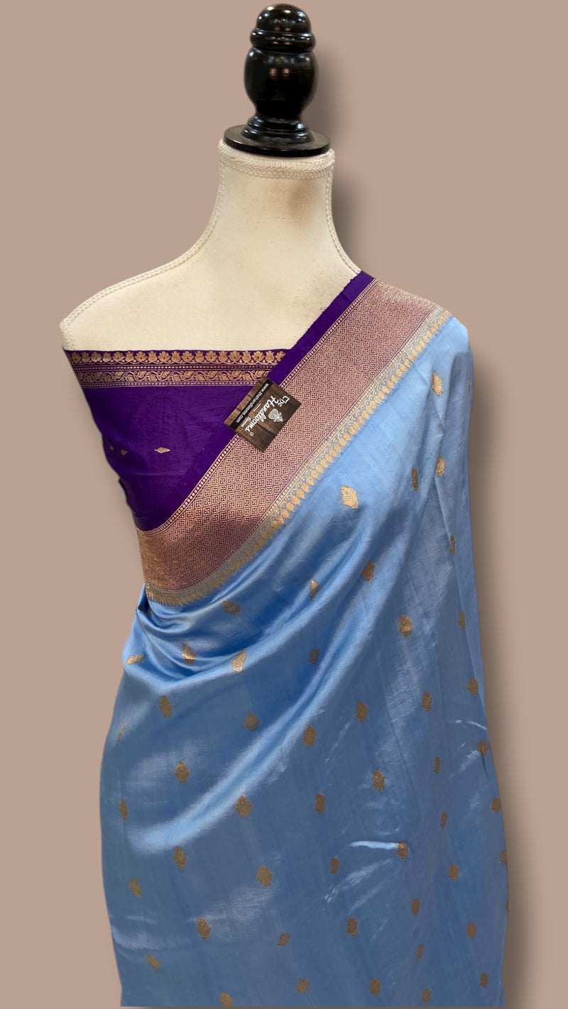 Pure Katan Silk Banarasi Handloom Saree - All over Kadua motifs - The Handlooms