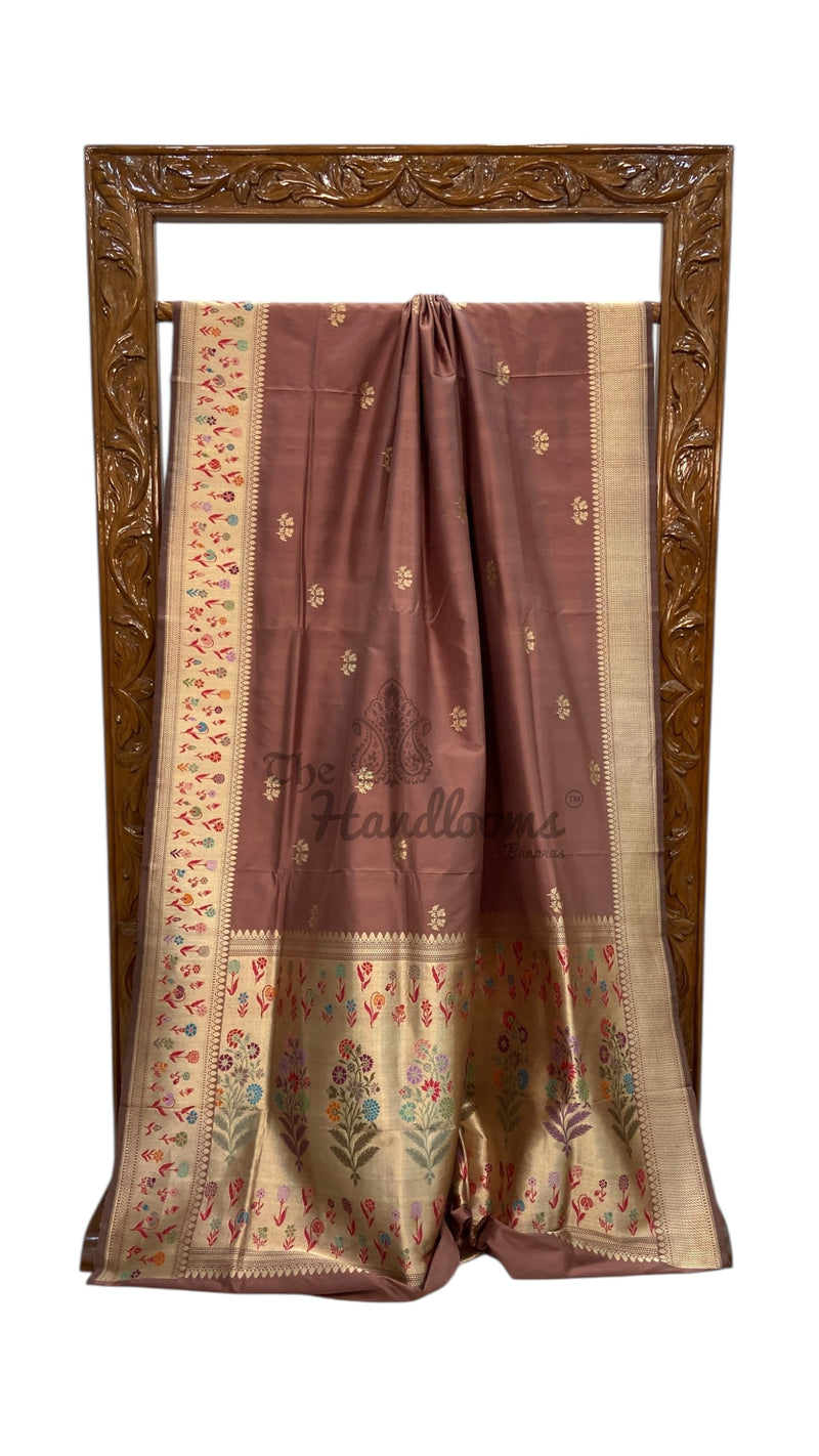 Pure Katan Silk Banarasi Handloom Saree - All Over Meenakari Kadua Motifs