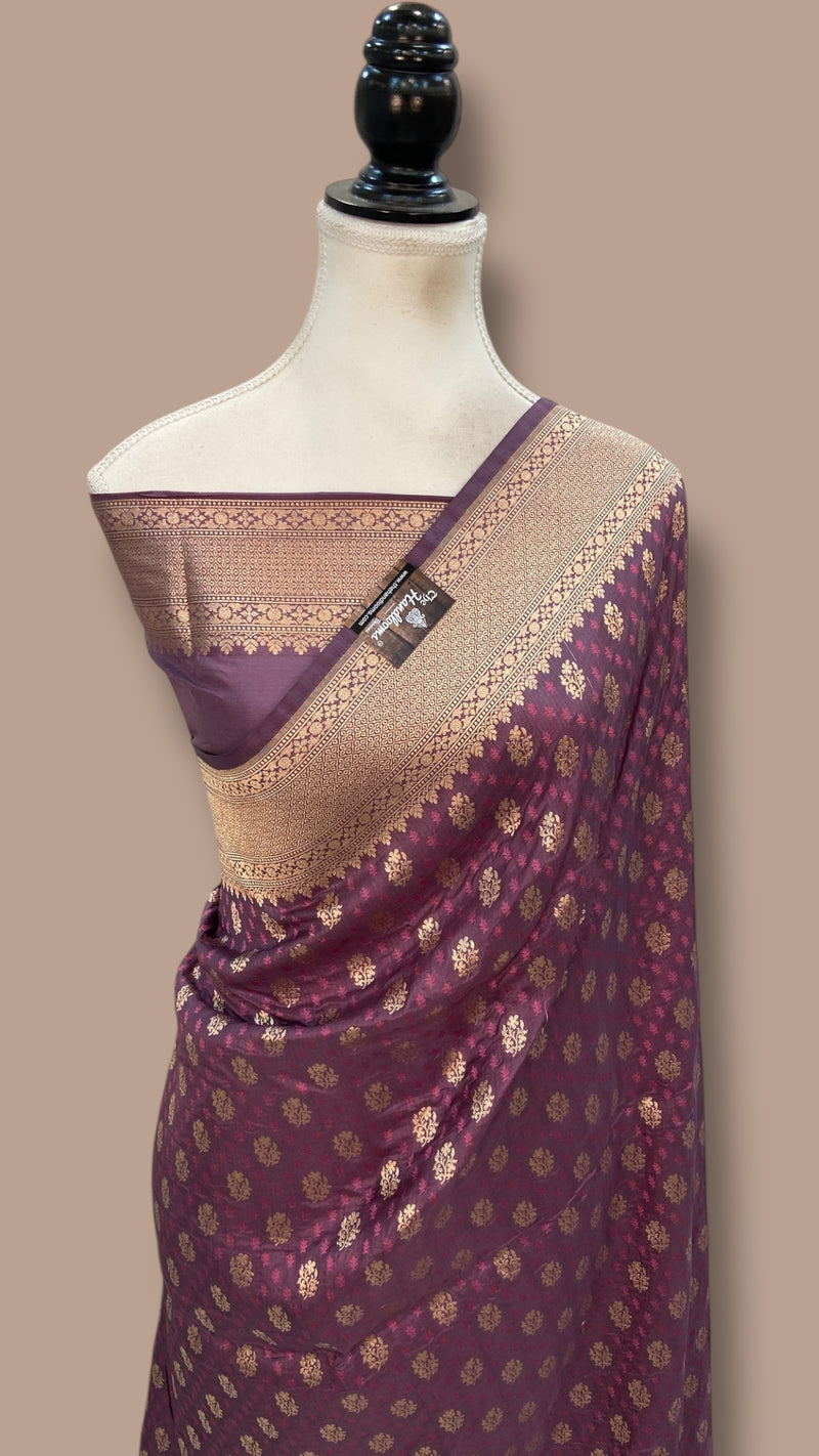 Pure Katan Silk Banarasi Handloom Saree - All Over Sona Roopa Jaal Work - The Handlooms