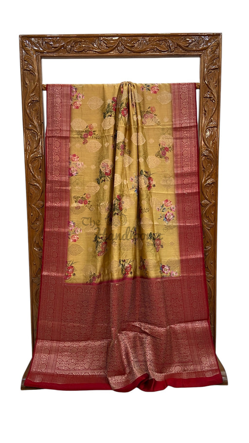 Pure Chiniya Silk Handloom Banarasi Saree Digital Print - The Handlooms