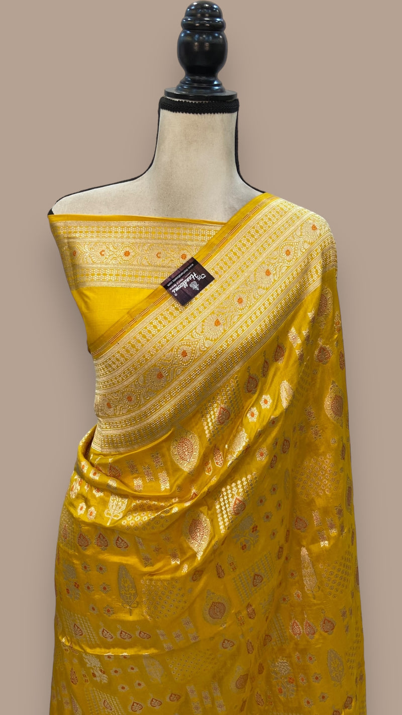 Pure Katan Silk Banarasi Handloom Saree - All over Jaal work - With Meenakari - The Handlooms