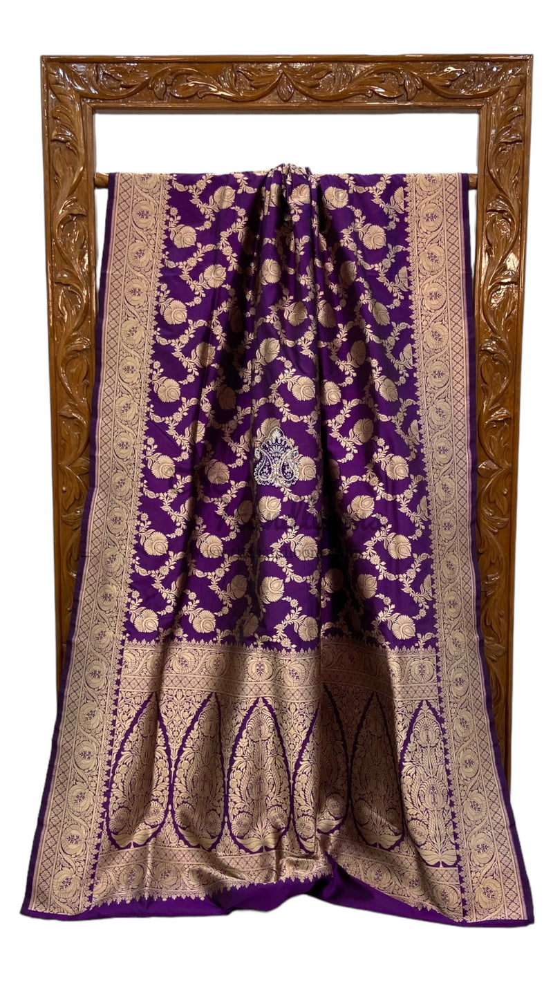 Pure Katan Silk Banarasi Handloom Saree - All over Jaal work - The Handlooms