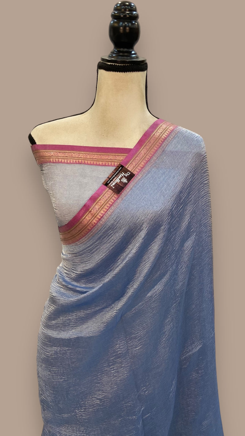 Pure Kora Tissue Crush Handloom Banarasi Saree - The Handlooms