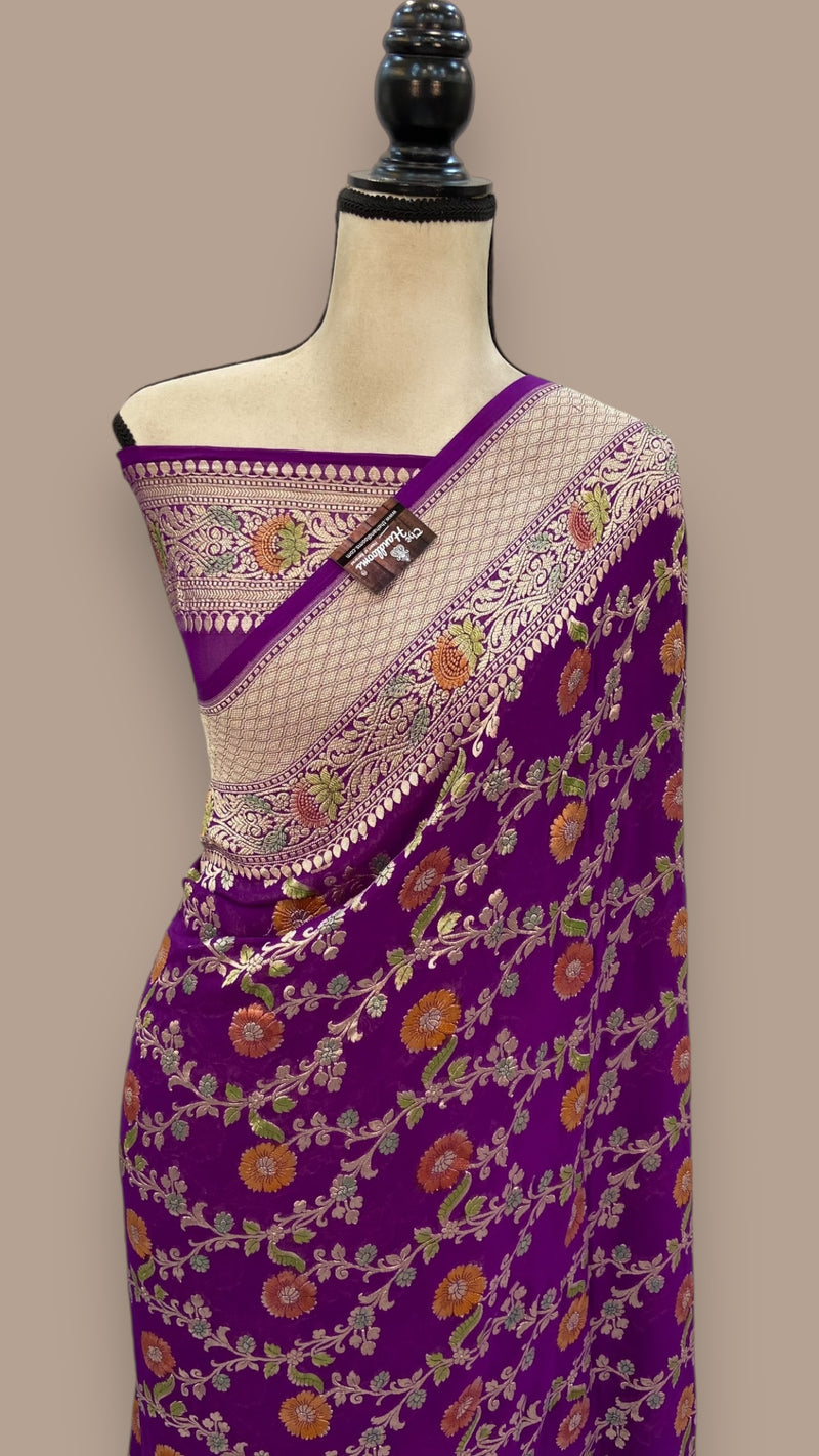 Khaddi Georgette Handloom Banarasi Saree - The Handlooms