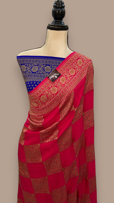 Khaddi Crepe Georgette Banarasi Saree -  Antique zari