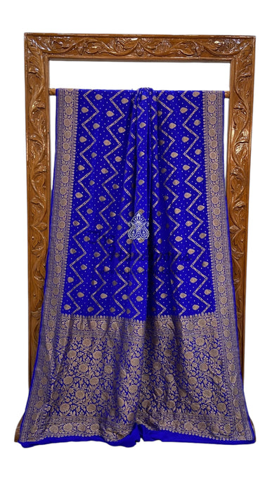 Khaddi Crepe Georgette Banarasi Saree -  Antique zari