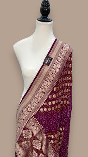 Pure Georgette Banarasi Bandhej Handloom Dupatta - The Handlooms