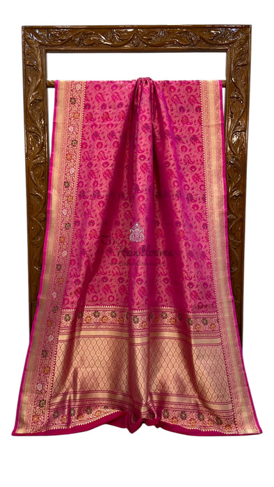 Pure Katan Silk Banarasi Handloom Saree - Tanchui Brocade With Meenakari