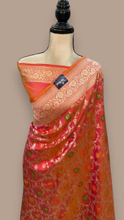 Pure Katan Silk Banarasi Handloom Saree - All over Jaal work - With Meenakari - The Handlooms