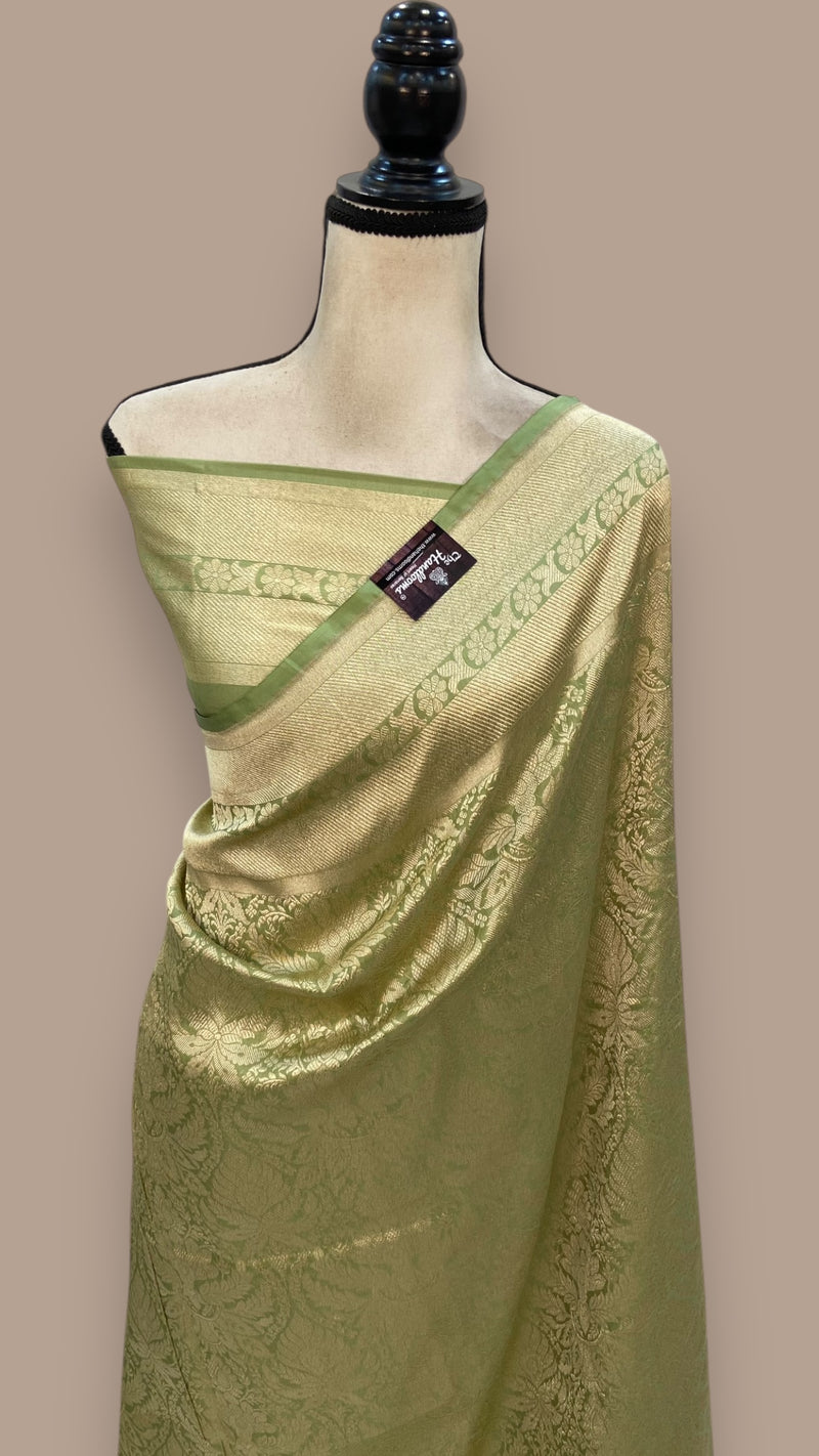 Regal Pure Katan Silk Banarasi Saree – Handwoven Tanchui Brocade - The Handlooms