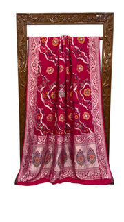 Pure Khaddi Georgette Handloom Banarasi Saree - All over Jaal Work With Meenakari - The Handlooms