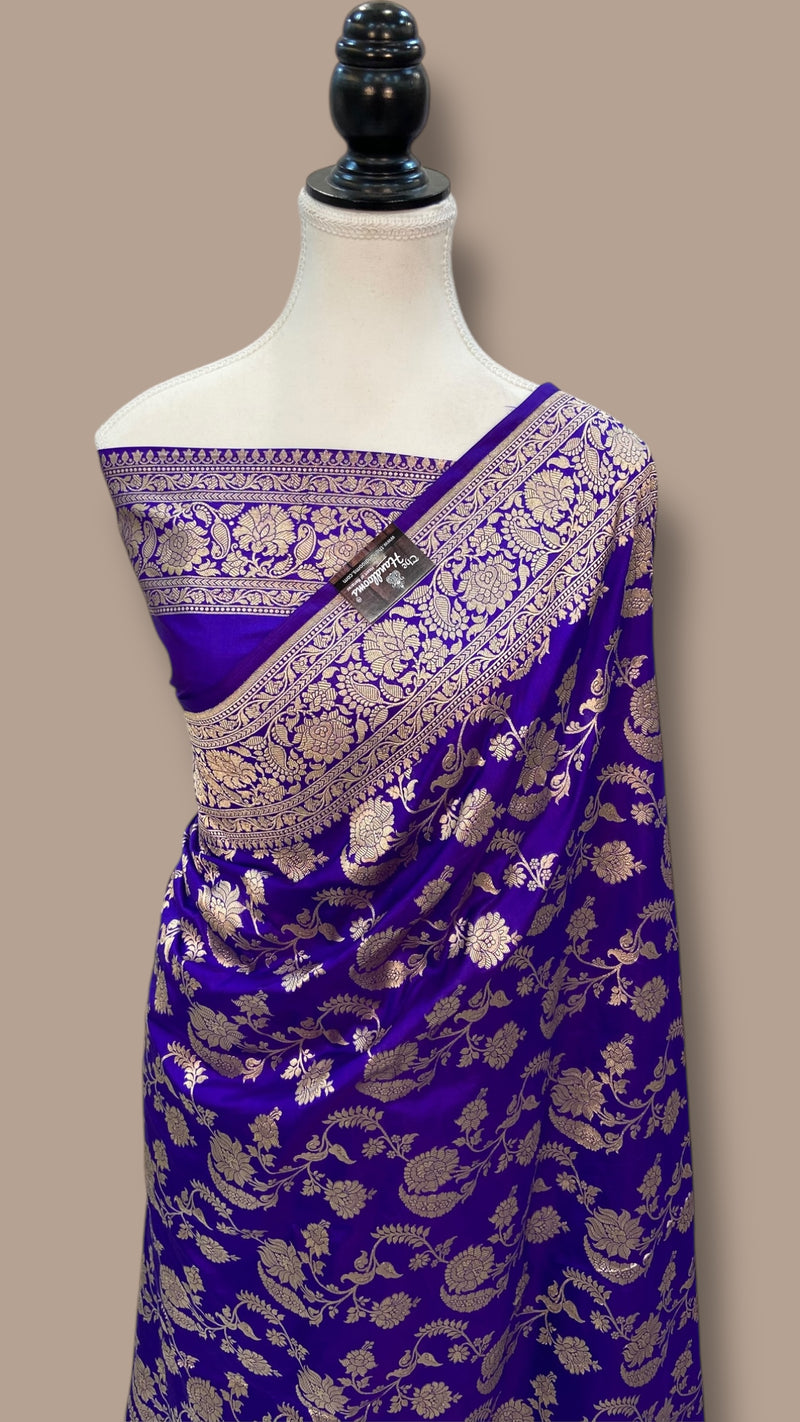 Pure Katan Silk Banarasi Handloom Saree - All over jaal work - The Handlooms