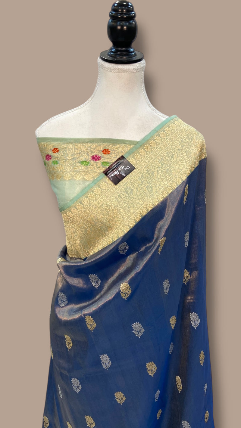 Pure Katan Tissue Silk Handloom Banarasi Saree - All over kadua motifs - The Handlooms